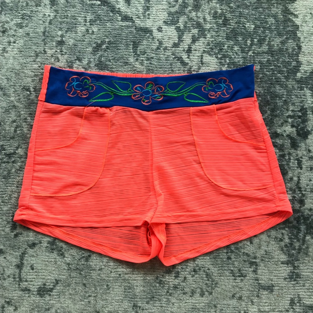 NWT Neon Orange sheer beach shorts S